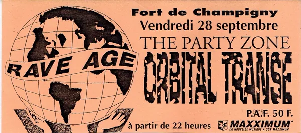 Recto du Flyer 'Rave Age' au fort de Champigny (28 septembre 1990)